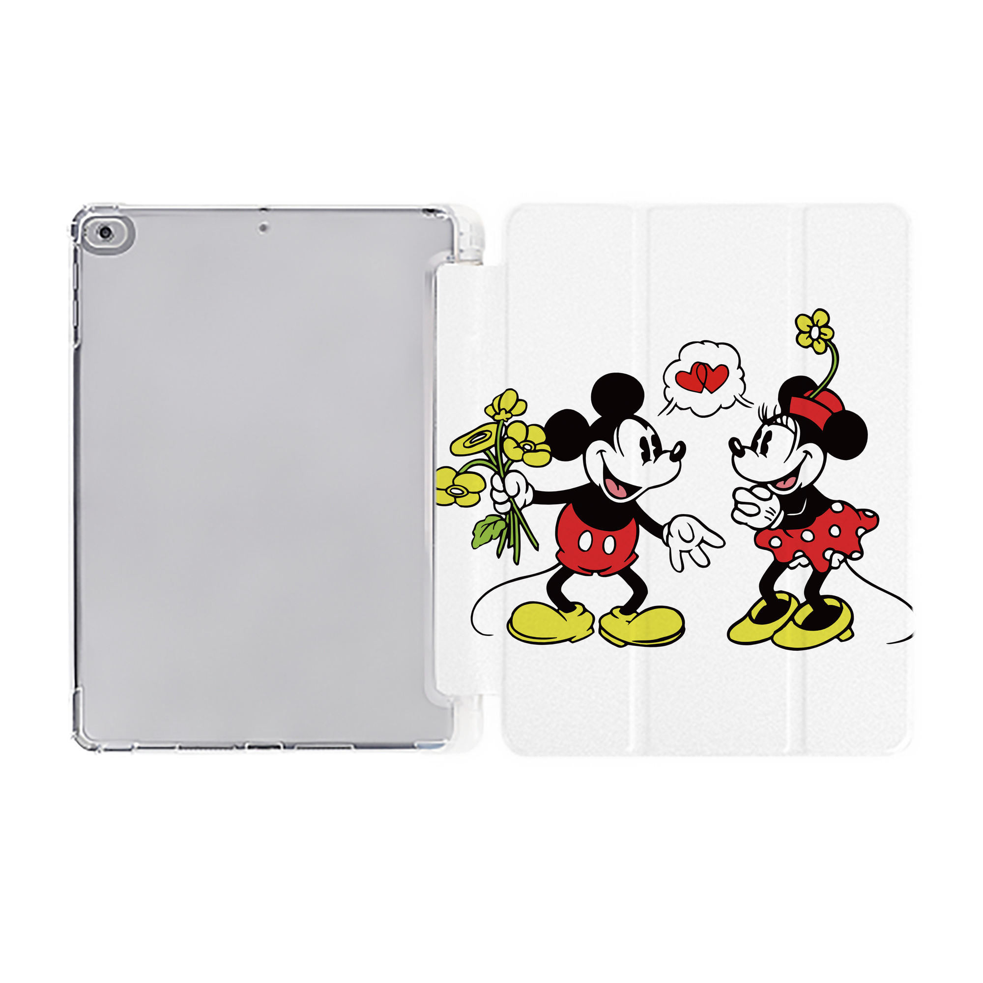 （画像用） ミッキーマウス Mickey Mouse IPad ケース ペン収納付き 三つ折りスタンド PUレザー×シリコン 対応機種9.5/10.5/10.9インチ